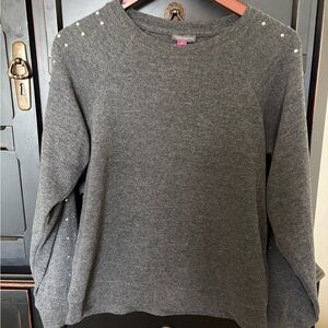 Vince Camuto Gray Sweatshirt with Silver Stud Accents